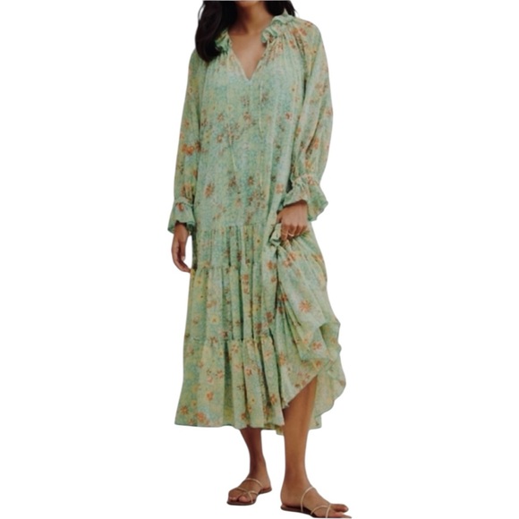 Free People Feeling Groovy Dress Floral Tiered Maxi Long Flowing Ruffle … - Picture 1 of 7